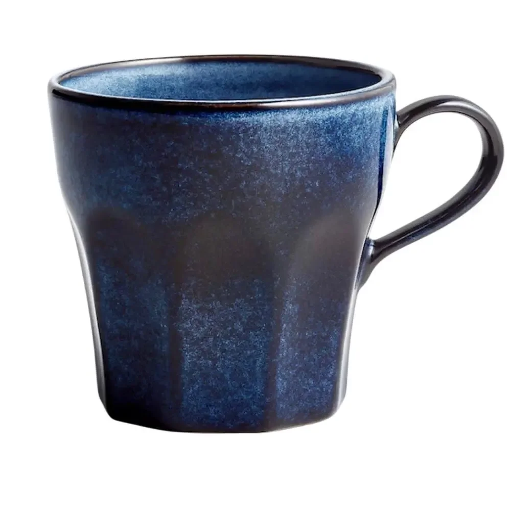 Crate & Barrel Cove Glazed Indigo Blue Coffee Mug, 9 oz., Set Of 4, NWT